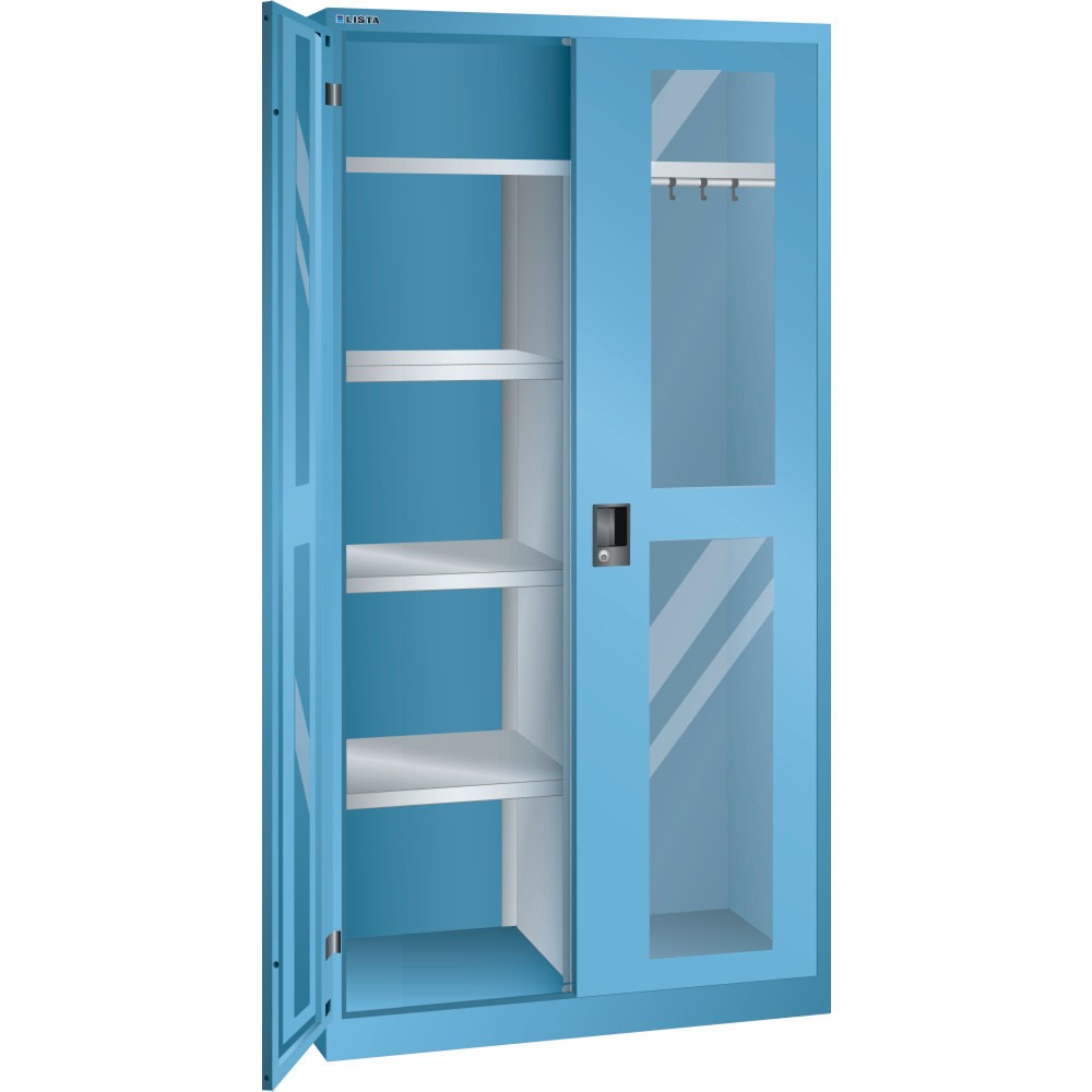 Illustration du produit: Armoire à linge et vestiaire LISTA, (lxPxH) 1 000x500x1 950 mm, 4 étagères réglables, bleu clair, KEY Lock