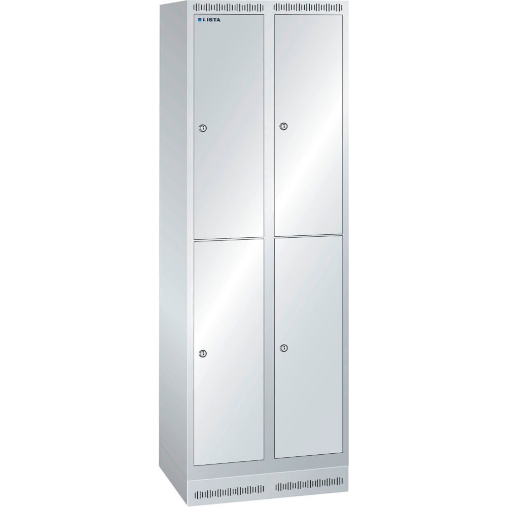 Illustration du produit: Armoire-vestiaire LISTA, (PxH) 500x1 800 mm, avec socle, 2 rangées, 2x2 compartiments, serrure à cylindre