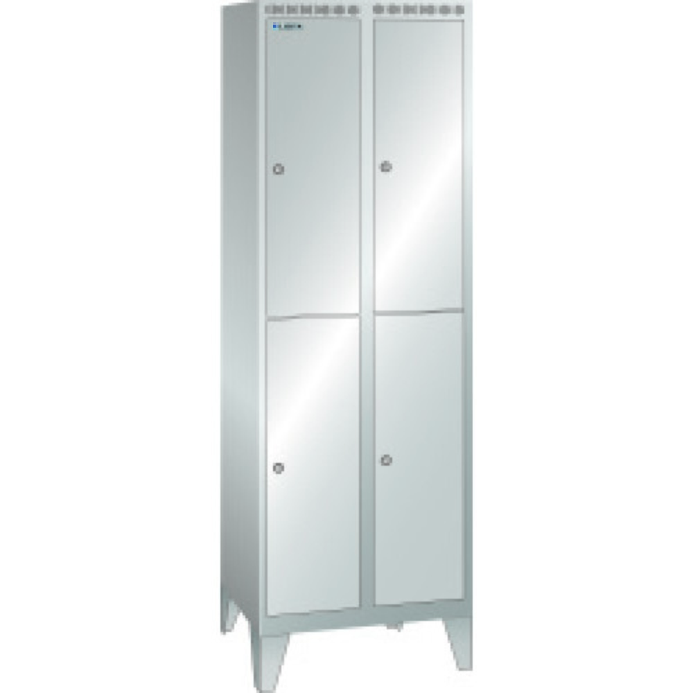 Illustration du produit: Armoire-vestiaire LISTA, (PxH) 500x1 850 mm, avec pieds, 2 rangées, 2x2 compartiments, dispositif de fermeture