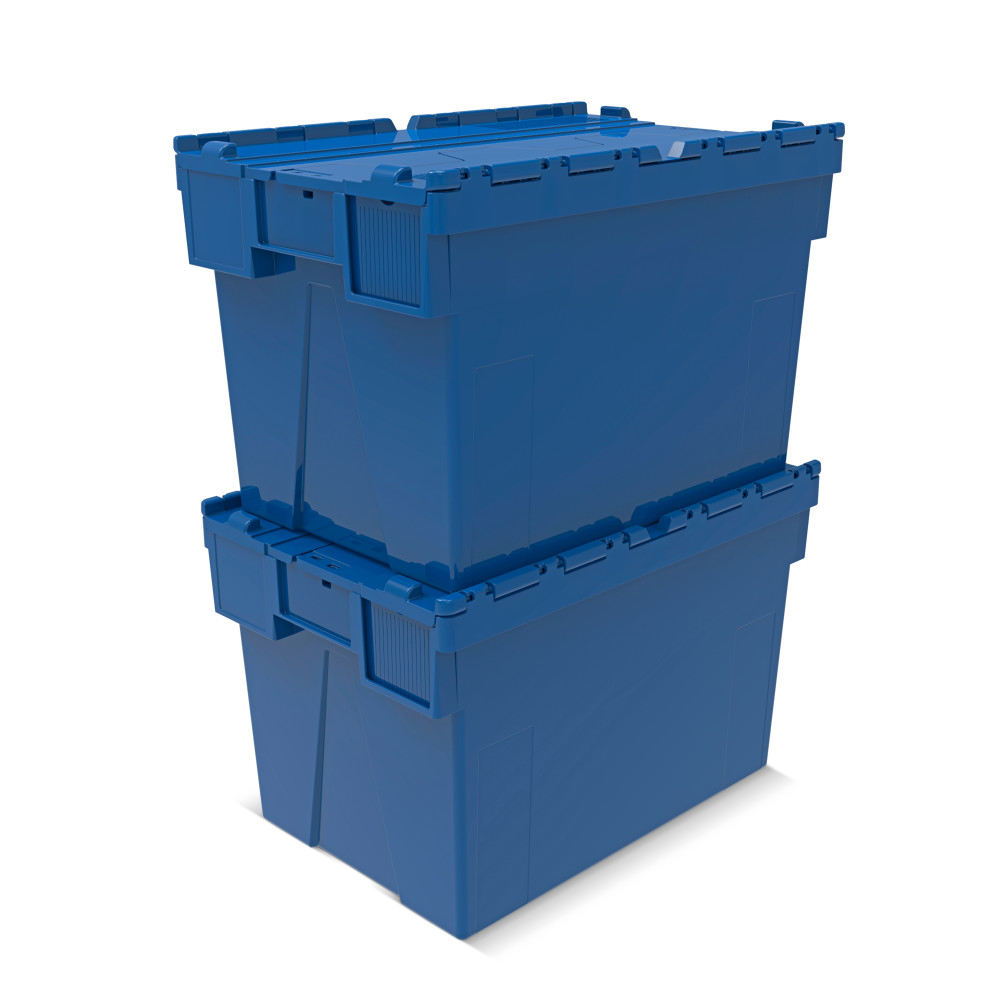 Produktabbildung Nr. 6: Bac empilable réutilisable en PP avec couvercle rabattable, bleu, 77 litres, 1 pcs/UV