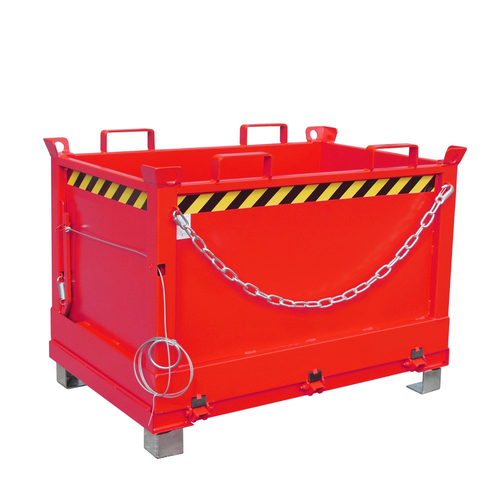 Product afbeelding: Bauer® Bak met uitklapbare bodem, 3-voudig stapelbaar, gelakt, volume 0,5 m³, RAL 3000 vuurrood