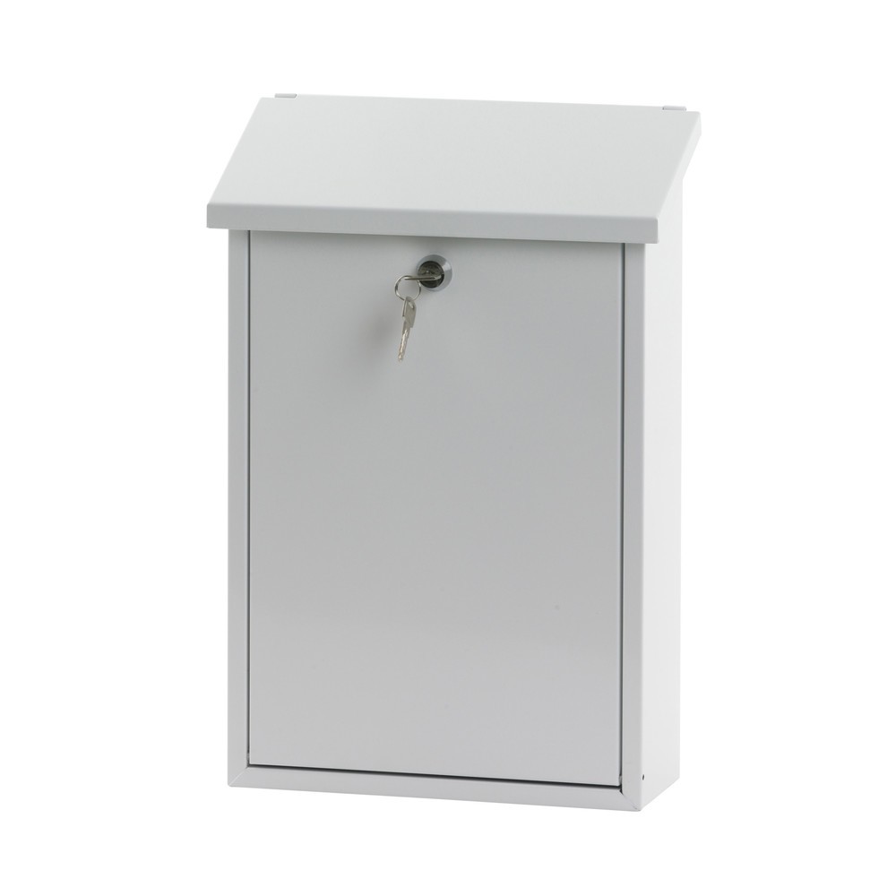 Illustration du produit: Boîte aux lettres murale Toledon, avec serrure à cylindre, en acier galvanisé, blanc