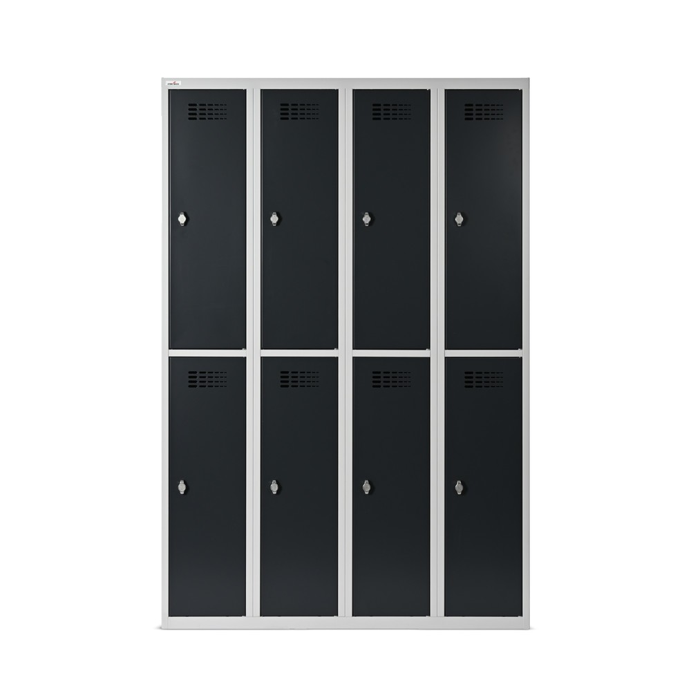 Produktabbildung Nr. 7: Casier au sol Steinbock®, à 2 niveaux, 8 compartiments, fermeture à pêne tournant, HxlxP 1 800 x 1 200 x 500 mm, gris clair / gris anthracite