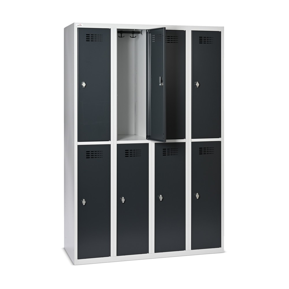 Produktabbildung Nr. 8: Casier au sol Steinbock®, à 2 niveaux, 8 compartiments, fermeture à pêne tournant, HxlxP 1 800 x 1 200 x 500 mm, gris clair / gris anthracite
