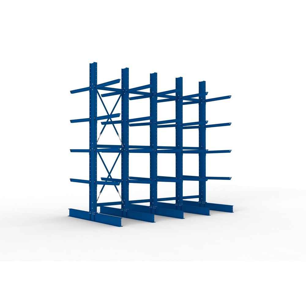 Product afbeelding: Complete draagarmrek voor zware lasten META, dubbelzijdig, draagvermogen per arm 505 kg, hxbxd 4.000 x 4.100 x 2.420 mm, 5 staanders
