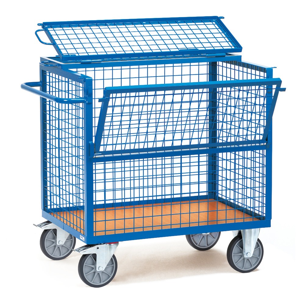 Illustration du produit: fetra® Chariot-caisse à parois grillagées, surface de chargement 1 200 x 800 mm, avec couvercle