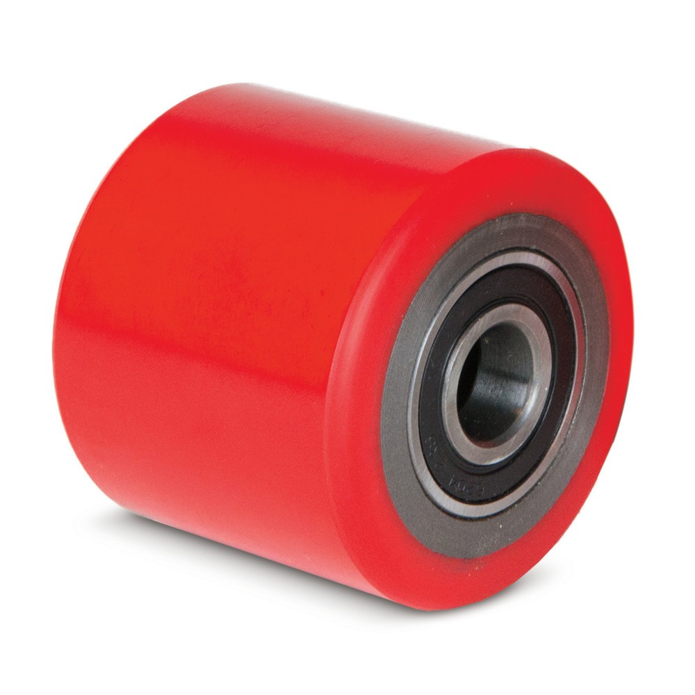 Illustration du produit: Galet de fourche pour chariot élévateur hydraulique Ameise® type FC1016, simple, PU, Ø x l 80 x 55 mm, rouge
