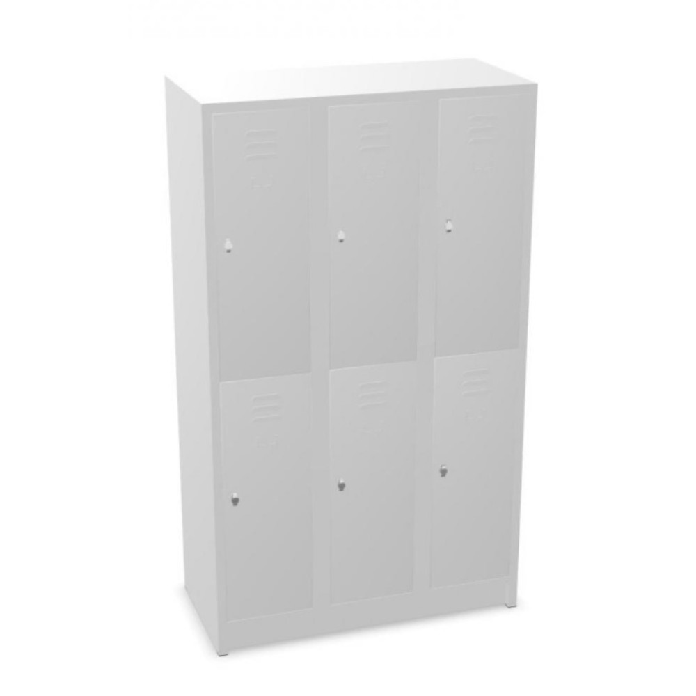 Product afbeelding: Garderobekast met sokkel HEMMDAL HG-S-1, draaivergrendeling, 2 etages, 6 vakken, lichtgrijs