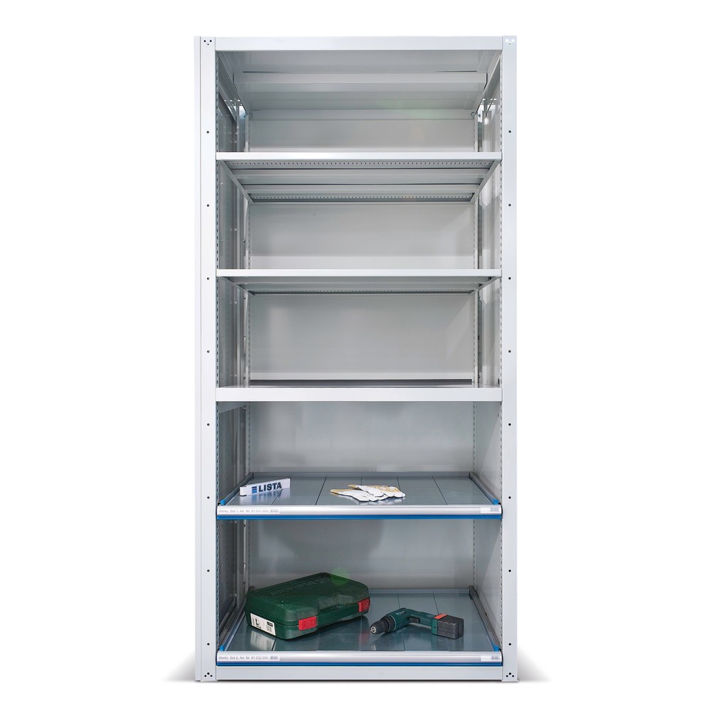 Product afbeelding: Laderek LISTA Premium, basiselement, 2 uittrekbare legborden, lichtgrijs