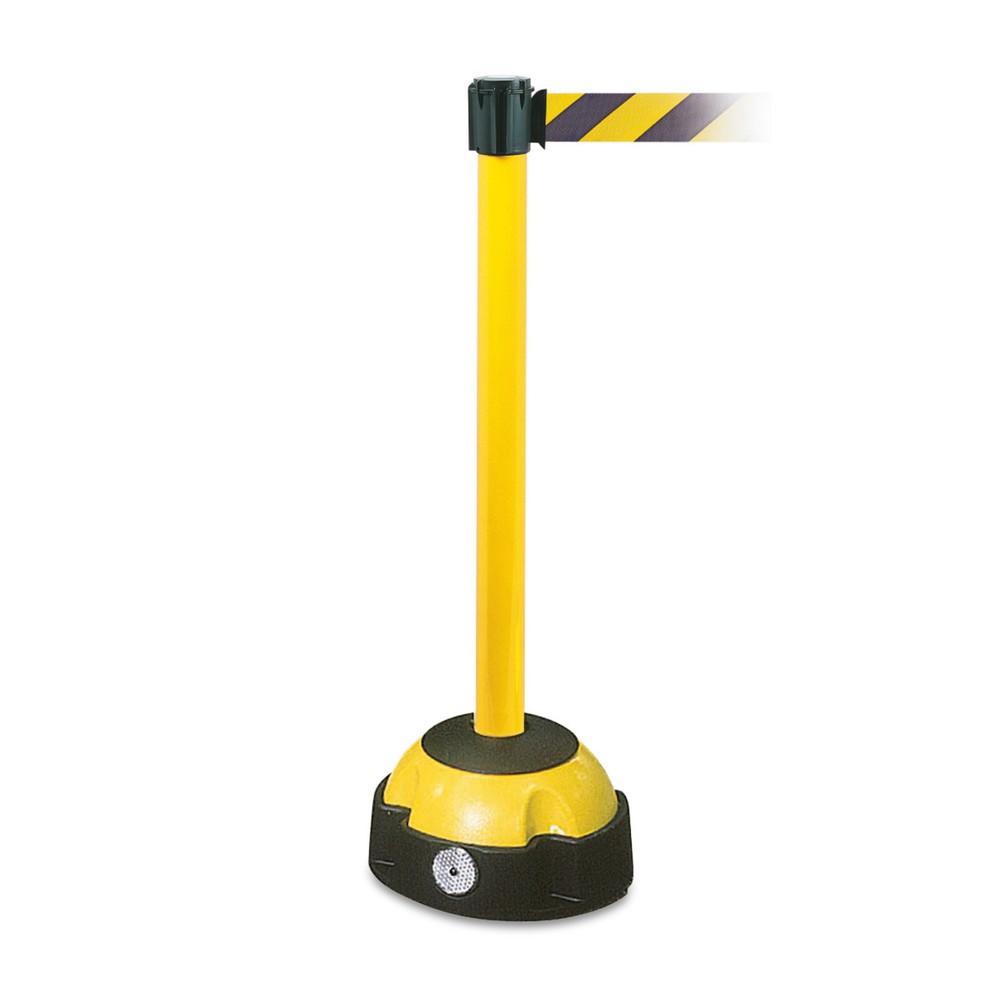 Illustration du produit: Potelets d’avertissement à ruban étirable, potelets jaunes, ruban jaune/noir