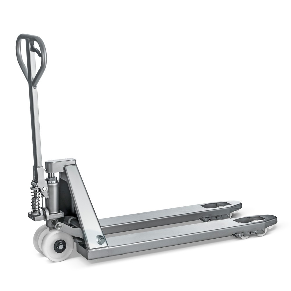 Product afbeelding: Roestvrijstalen transpallet INOX PRO, VL 1.130 mm, nylon, tandemwielen