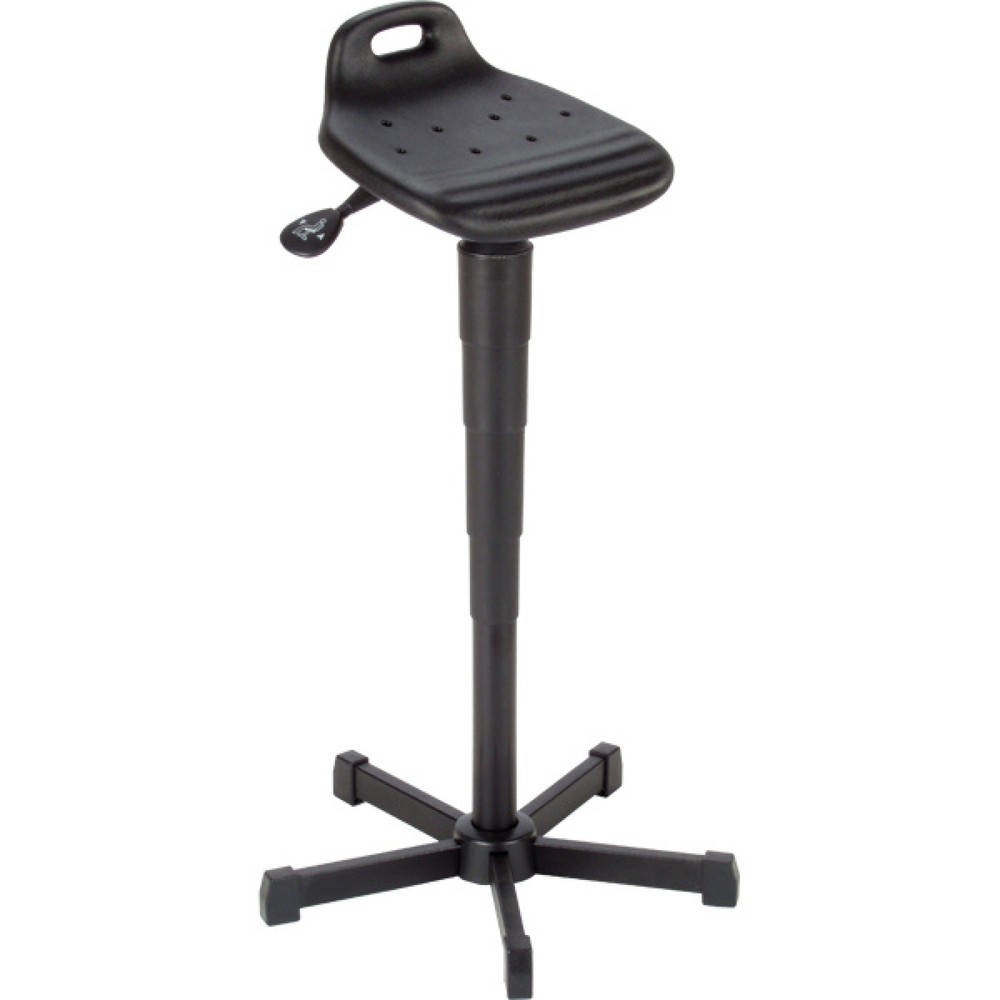 Illustration du produit: Siège assis-debout, assise en PU pivotante et inclinable, hauteur d’assise 610-880 mm, base acier, poignée de transport