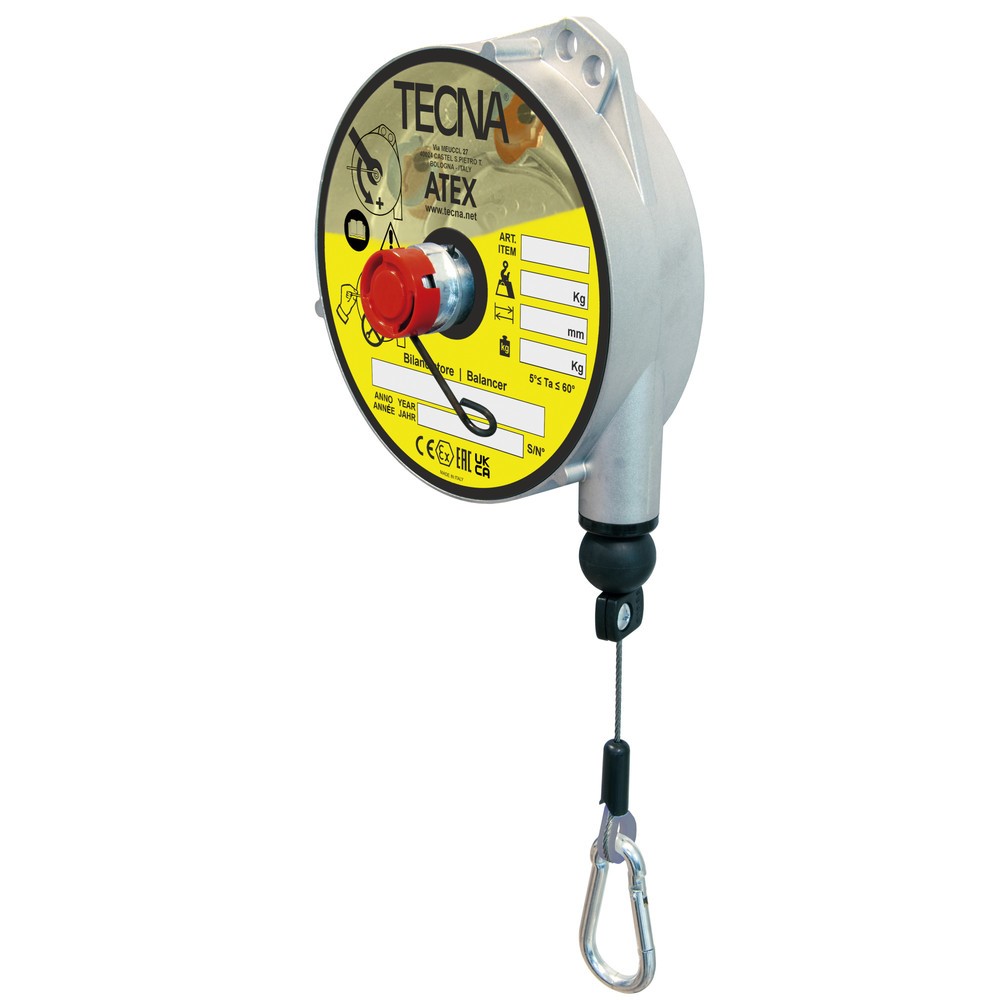 Product afbeelding: Veerbalancer, voor explosieveilige zones, met vergrendeling, aluminium behuizing, uittrek 2,5 m, draagvermogen 6-8 kg