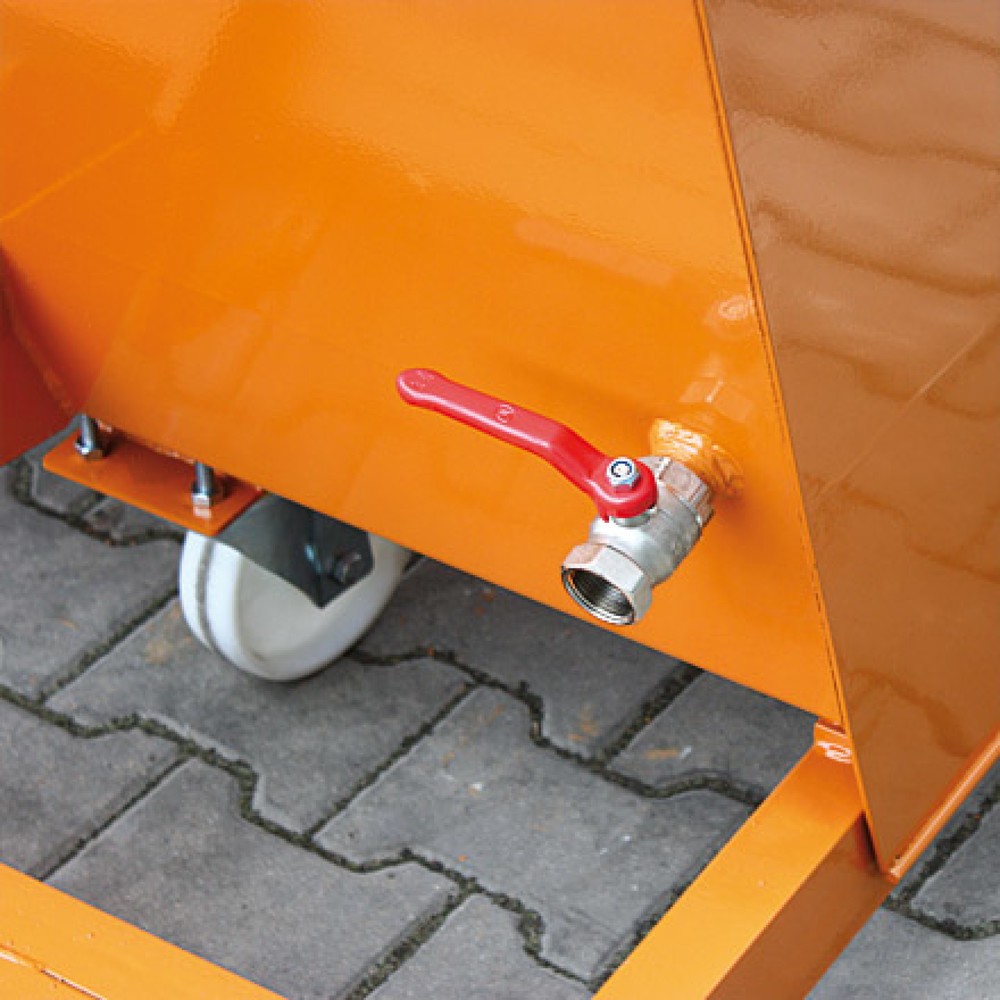 Produktabbildung Nr. 3: Spanenkantelbak Eichinger® met zeefinzetstuk en aftapkraan, 1.000 kg, 150 liter, zuiver oranje